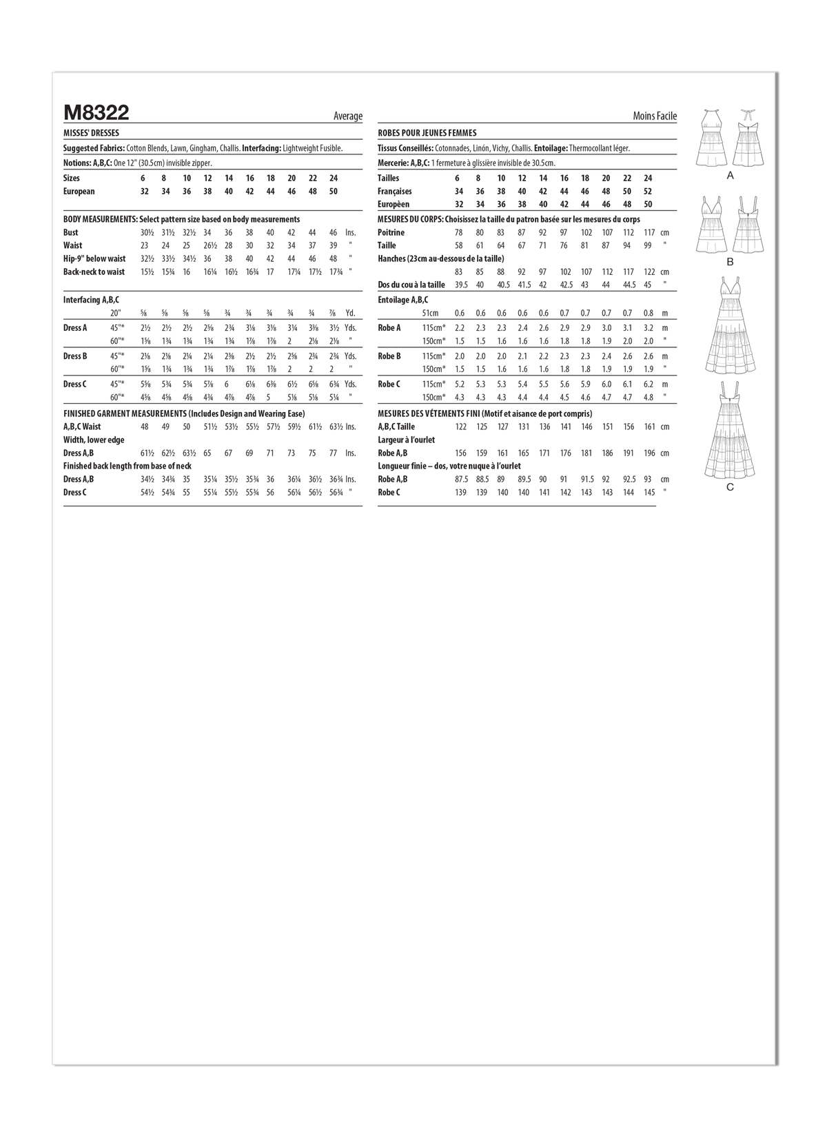McCall's M8322 sewing pattern envelope showing dress