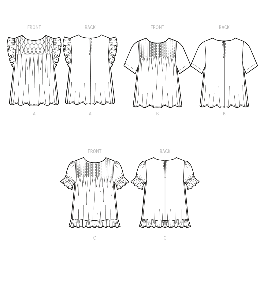 McCall's M8325 sewing pattern envelope showing pintuck top