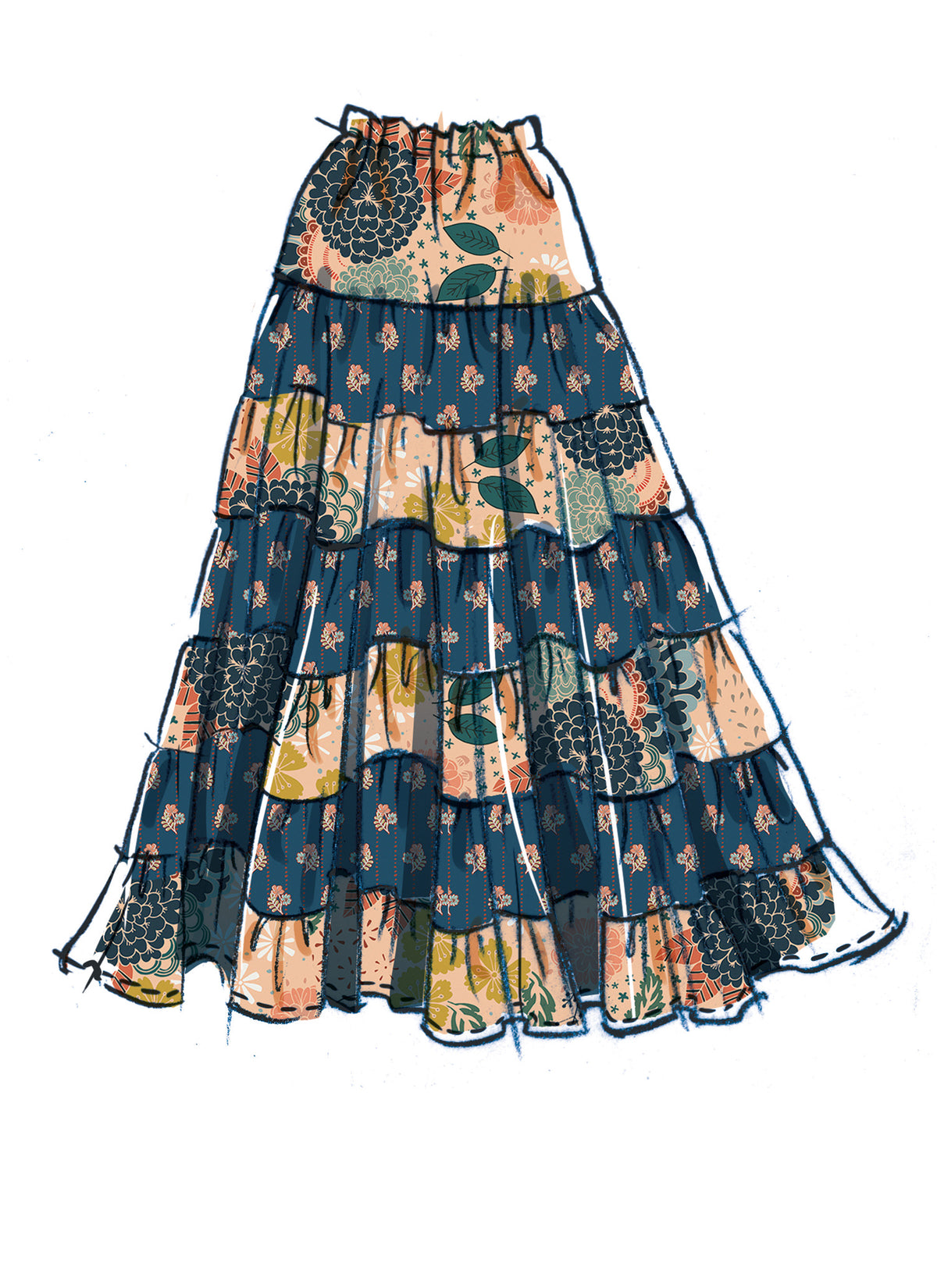McCall's M8326 sewing pattern envelope showing tiered skirt
