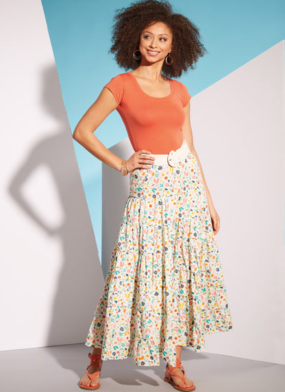 McCall's M8326 sewing pattern envelope showing tiered skirt