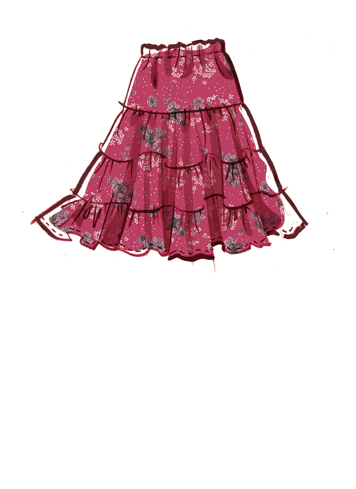 McCall's M8326 sewing pattern envelope showing tiered skirt
