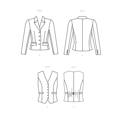 McCall's M8350 sewing pattern envelope showing blazer and waistcoat