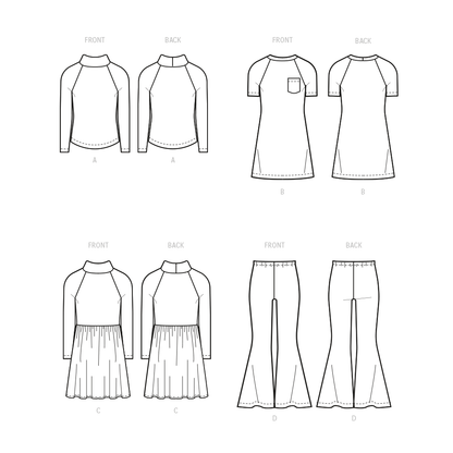 McCall's M8353 sewing pattern envelope showing children's top and flared trousers