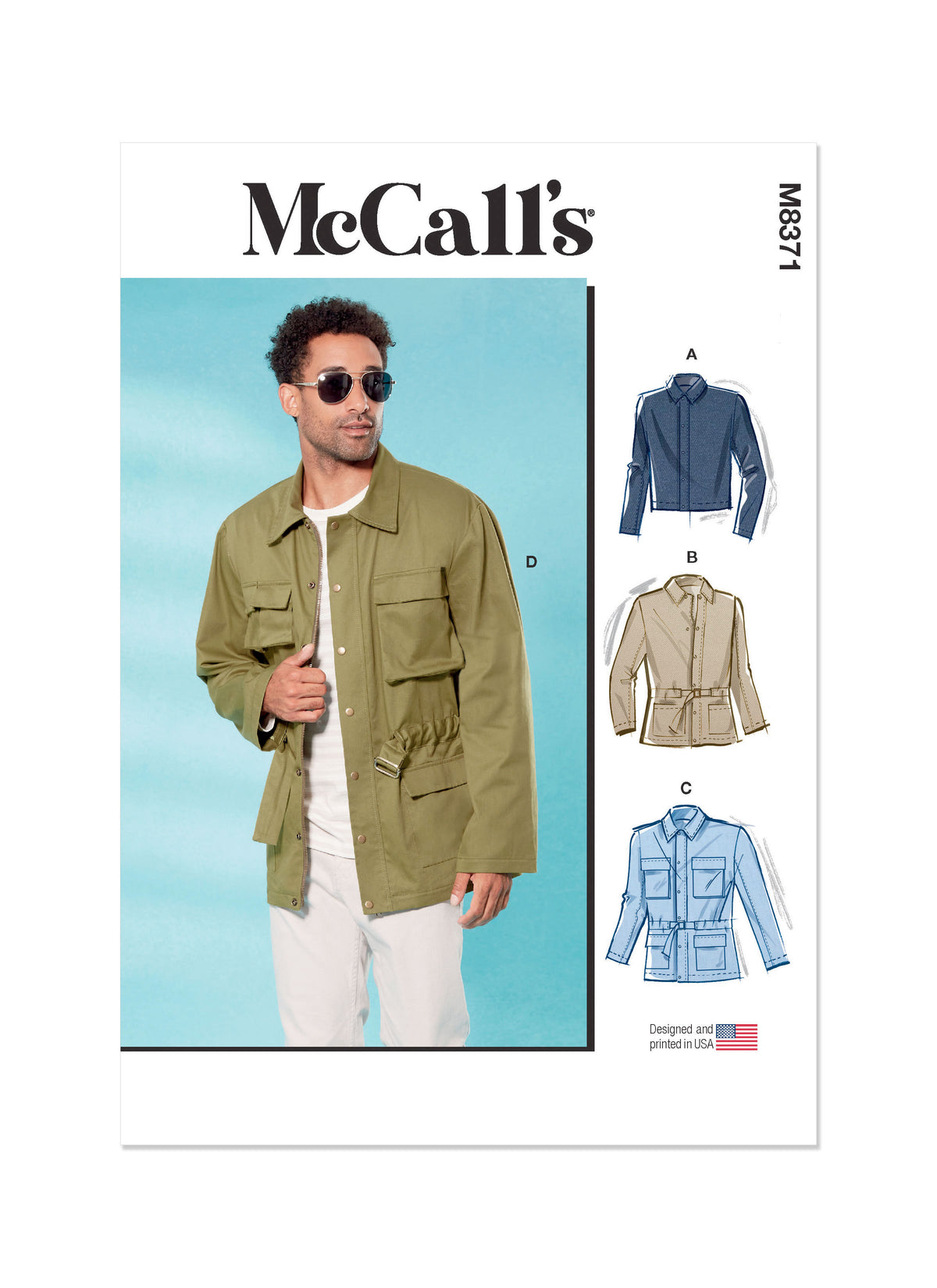 McCall's M8371 sewing pattern envelope showing a men's jacket