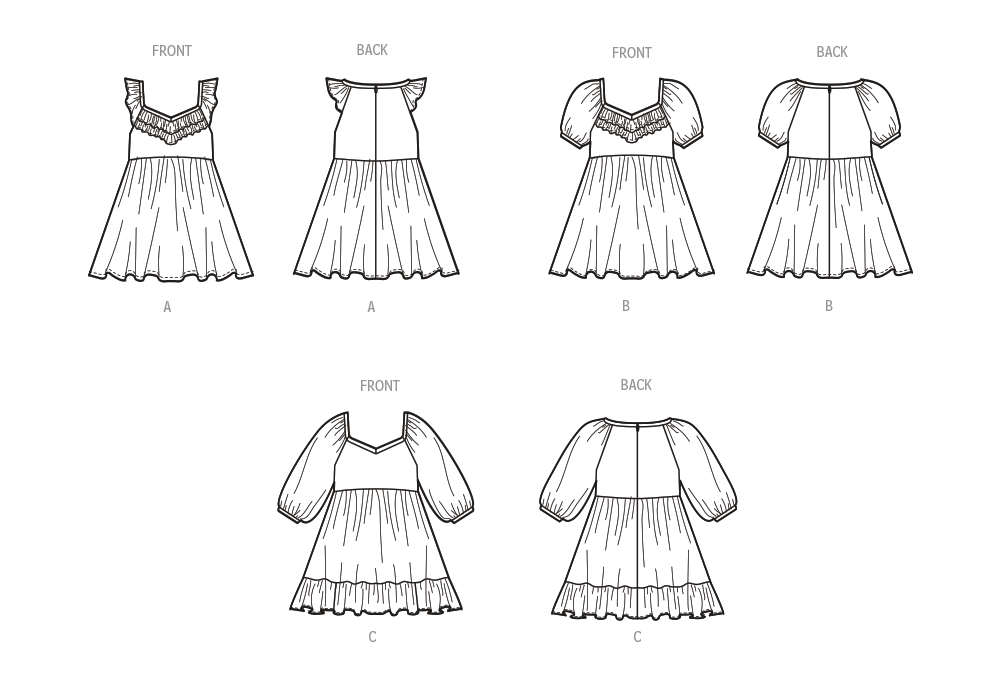 McCall's M8372 sewing pattern envelope showing knee-length toddler dresses