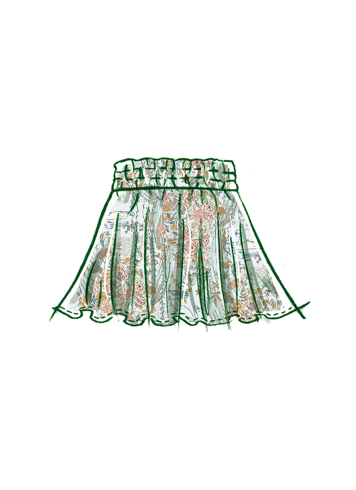 McCall's M8373 sewing pattern envelope showing a girls' top and skirt set