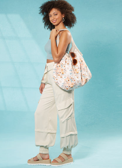McCall's M8375 sewing pattern envelope showing a soft, easy bag in two views