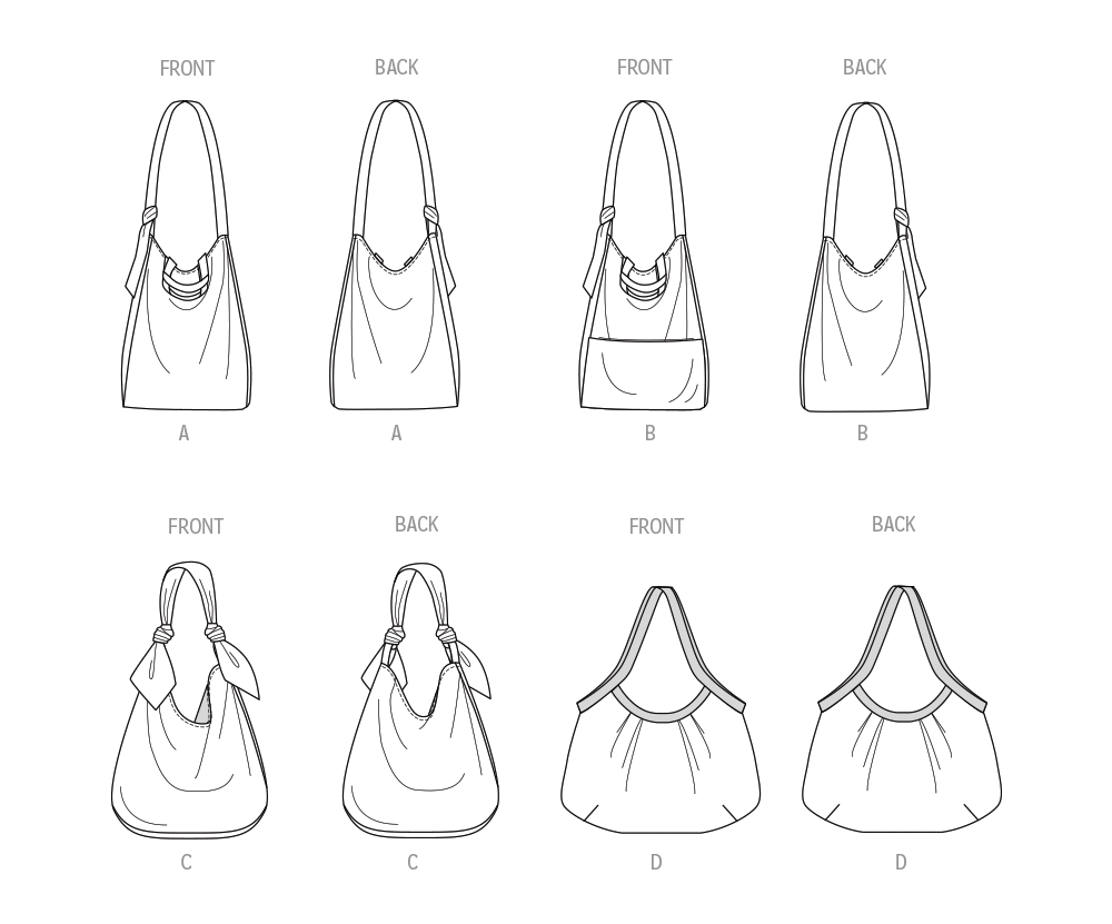 McCall's M8375 sewing pattern envelope showing a soft, easy bag in two views