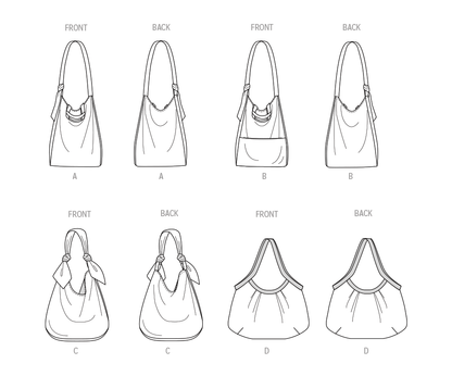 McCall's M8375 sewing pattern envelope showing a soft, easy bag in two views
