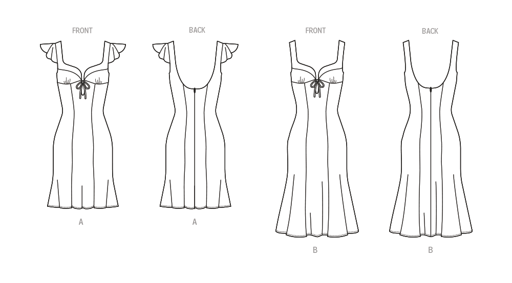 McCall's M8382 sewing pattern envelope showing a close-fitting dress in short or long length