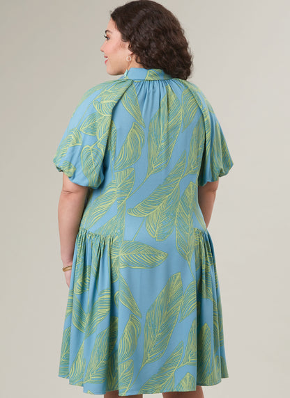 McCall's M8385 sewing pattern envelope showing a shirt dress in two lengths