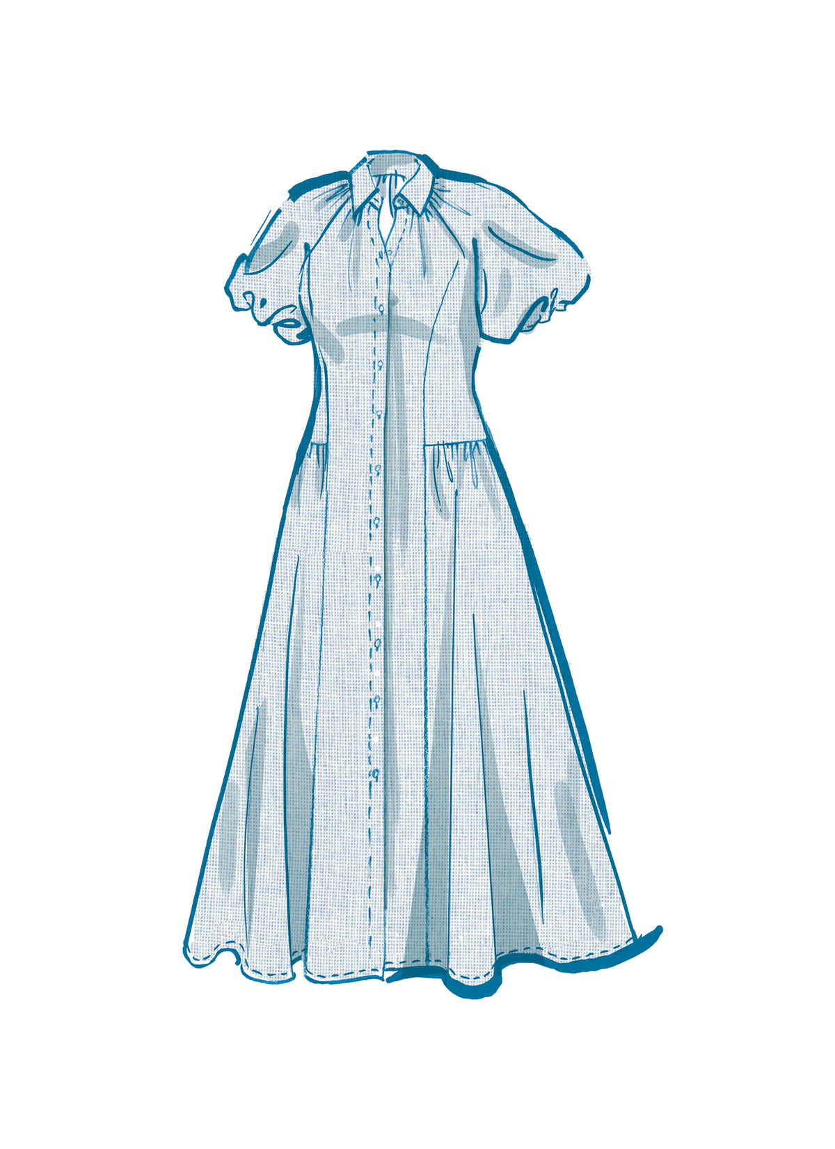 McCall's M8385 sewing pattern envelope showing a shirt dress in two lengths