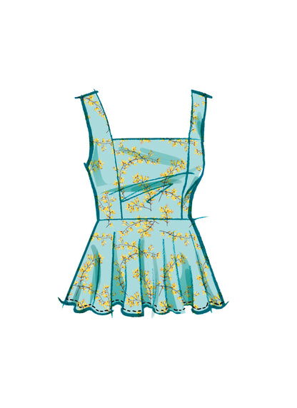 McCall's M8388 sewing pattern envelope showing tops with sleeves or straps