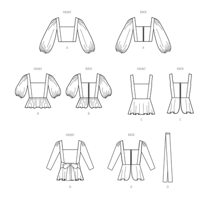 McCall's M8388 sewing pattern envelope showing tops with sleeves or straps