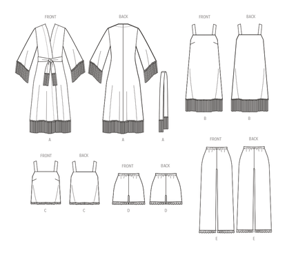 McCall's M8392 sewing pattern envelope showing an easy-to-sew sleepwear collection
