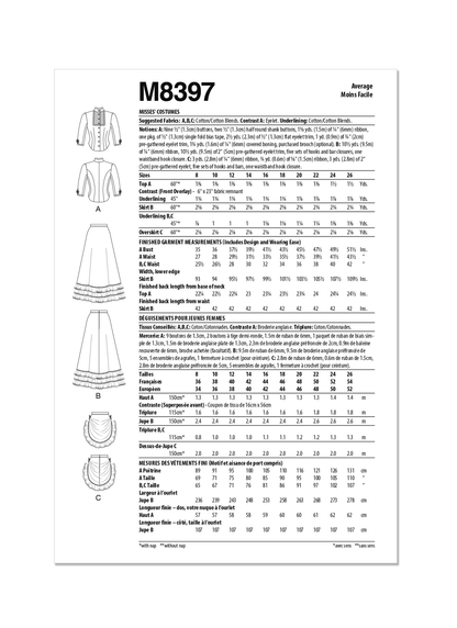 McCall's M8397 sewing pattern envelope showing a costume top