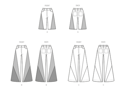 McCall's M8408 sewing pattern envelope showing patchwork shorts and trousers designs
