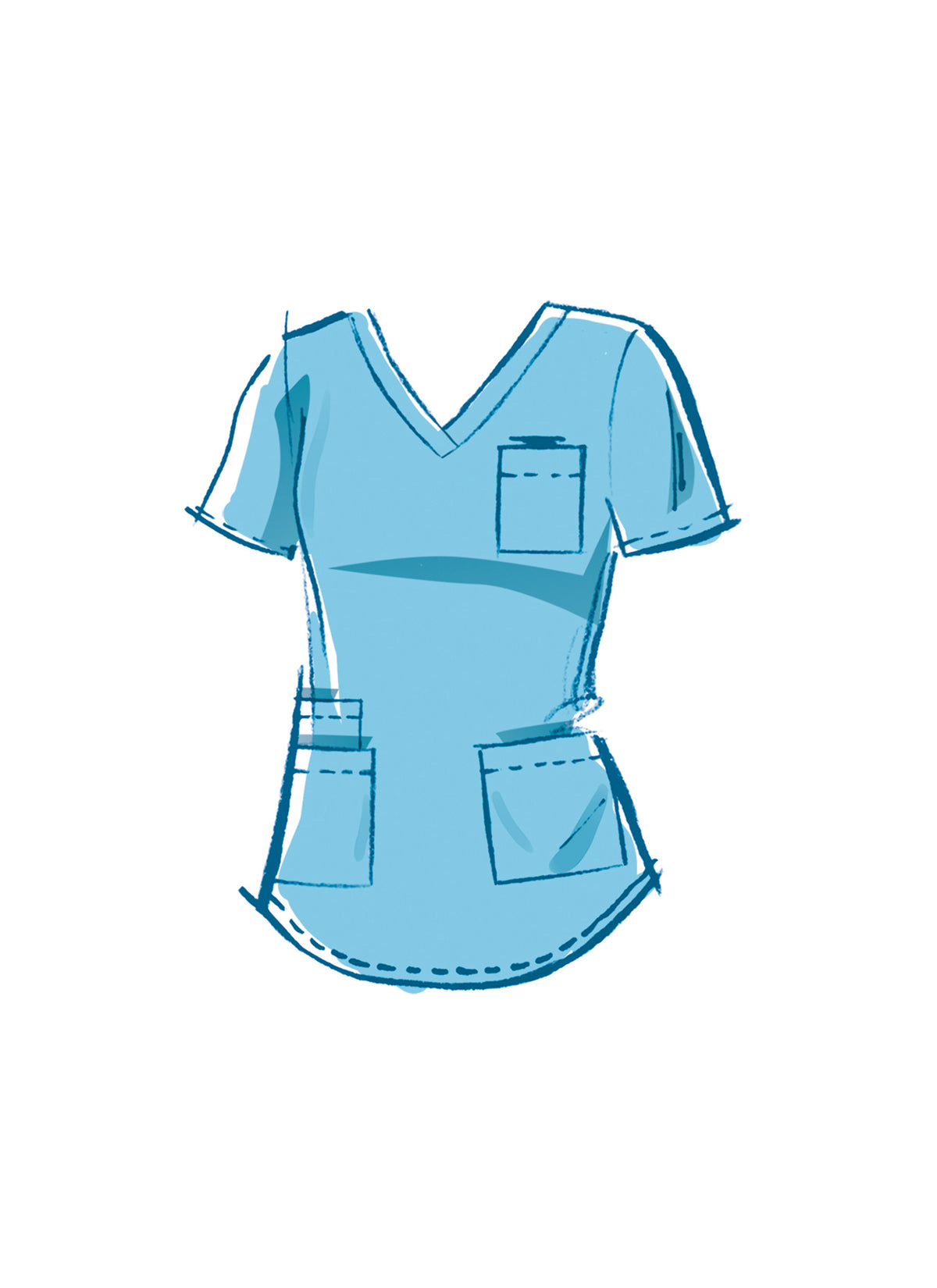 McCall's M8421 sewing pattern envelope showing scrub tops designs