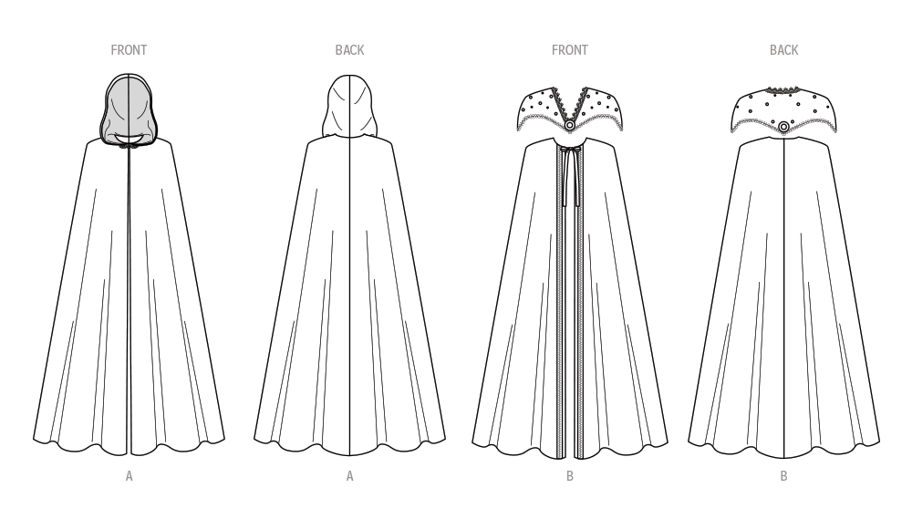 McCall's M8428 sewing pattern envelope showing unlined cape designs