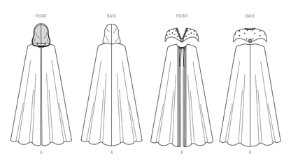McCall's M8428 sewing pattern envelope showing unlined cape designs