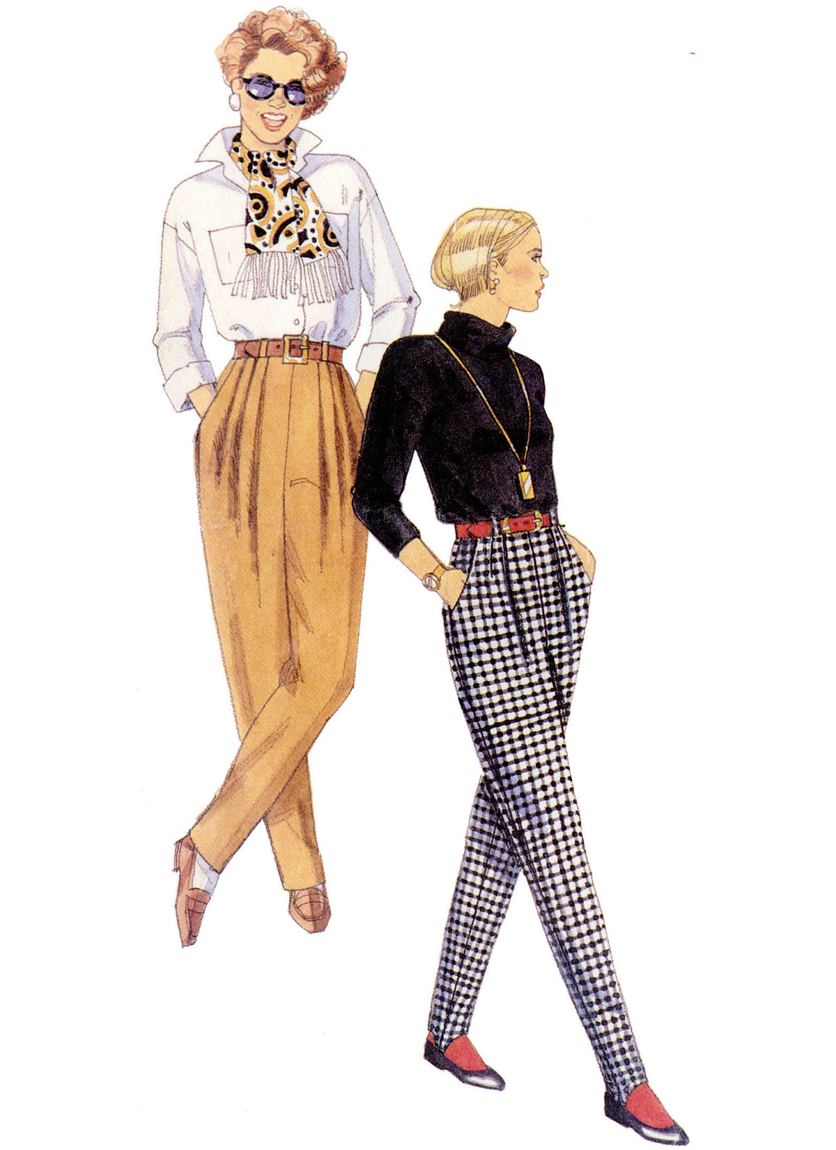 McCall's M8432 sewing pattern envelope showing vintage 1990s trousers designs