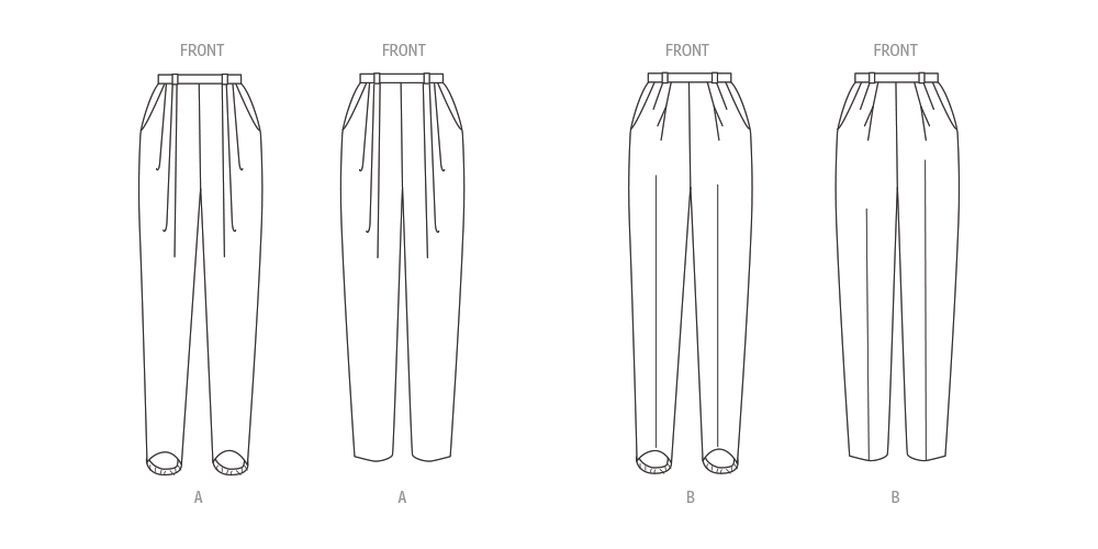 McCall's M8432 sewing pattern envelope showing vintage 1990s trousers designs