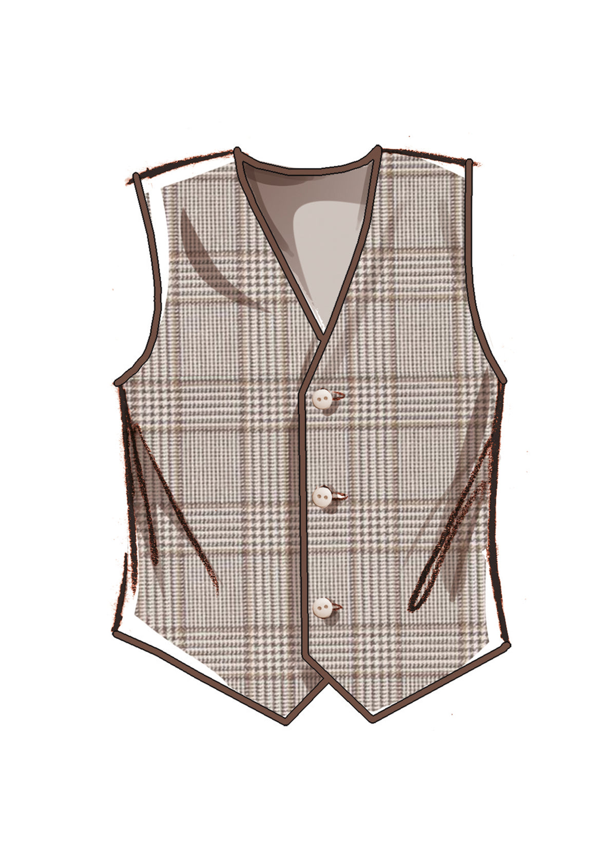 McCall's M8442 sewing pattern envelope showing unisex waistcoats designs