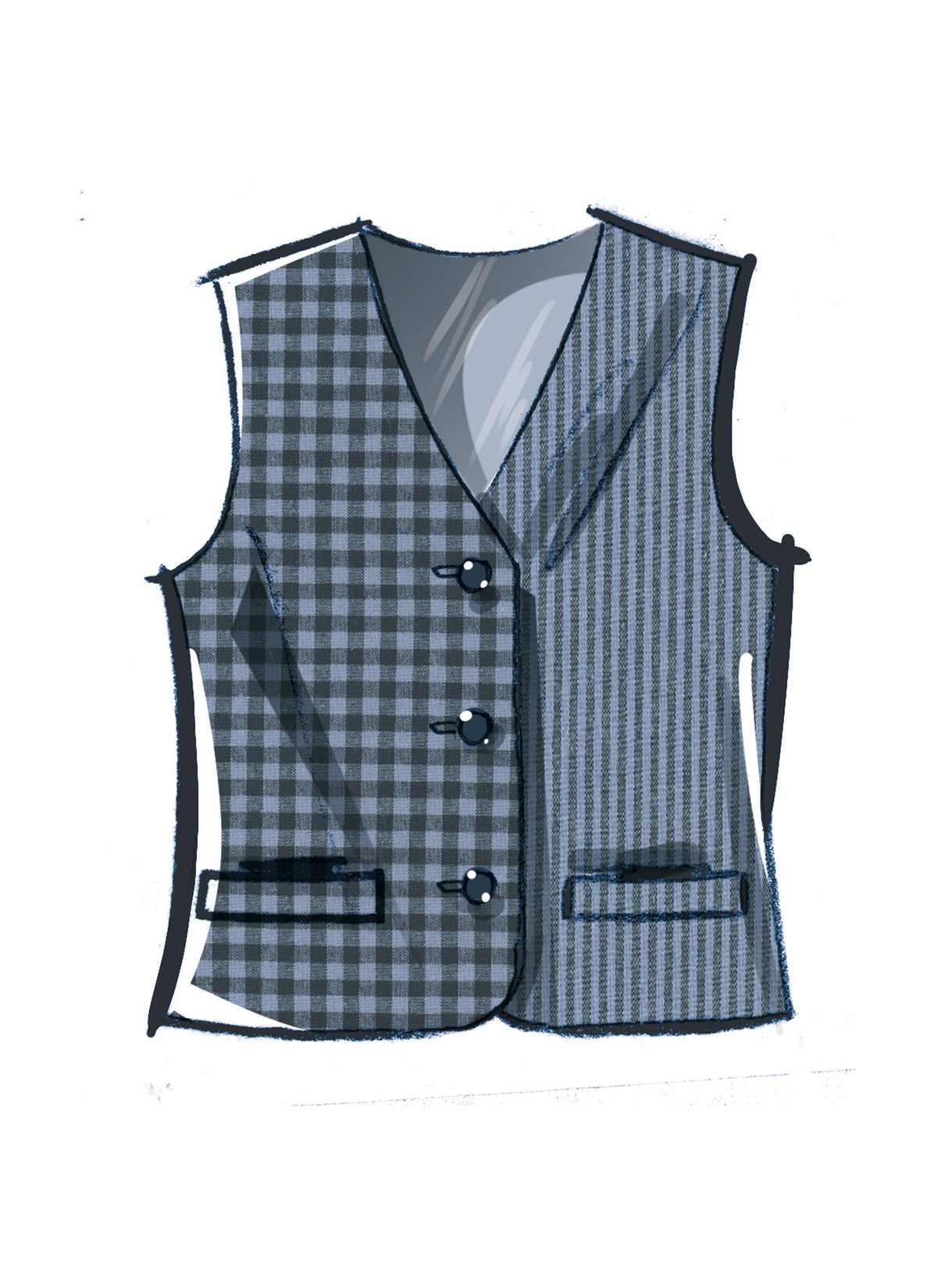 McCall's M8442 sewing pattern envelope showing unisex waistcoats designs