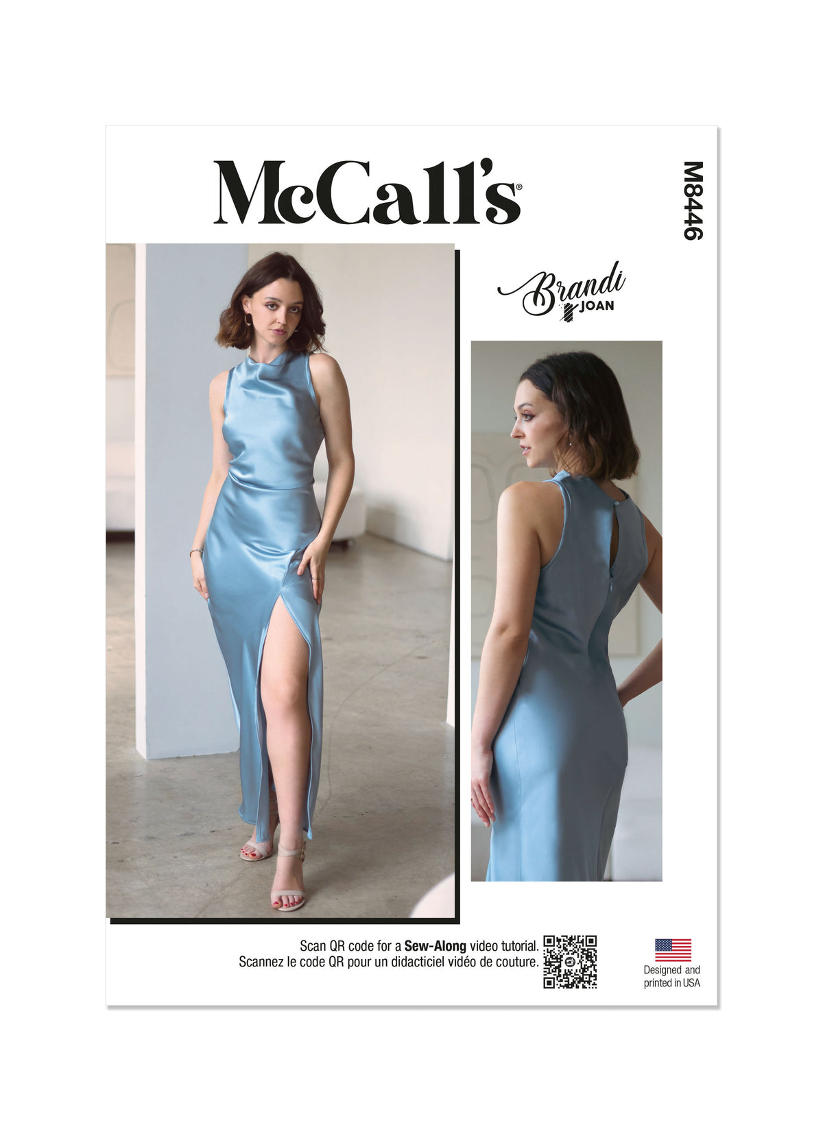 McCall's M8446 sewing pattern envelope showing women's bias cut occasion dress designs