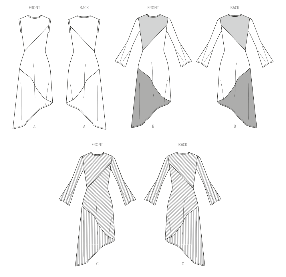 McCall's M8448 sewing pattern envelope showing women's knit dress designs