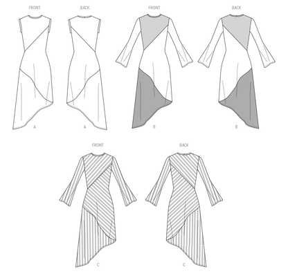 McCall's M8448 sewing pattern envelope showing women's knit dress designs