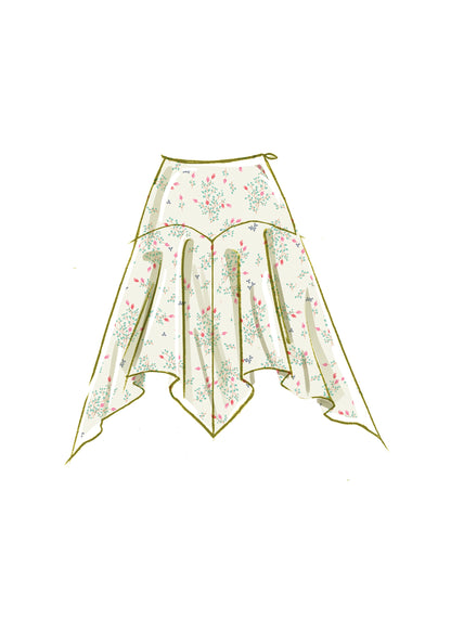 McCall's M8453 sewing pattern envelope showing women's bias yoke skirt designs