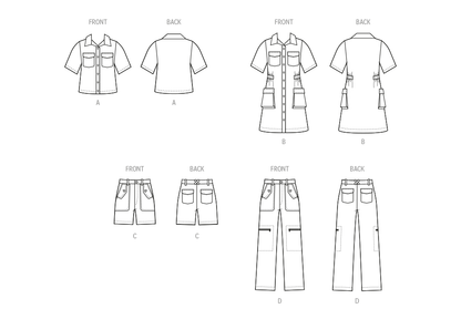 McCall's M8462 sewing pattern envelope showing kids' utility outfit designs