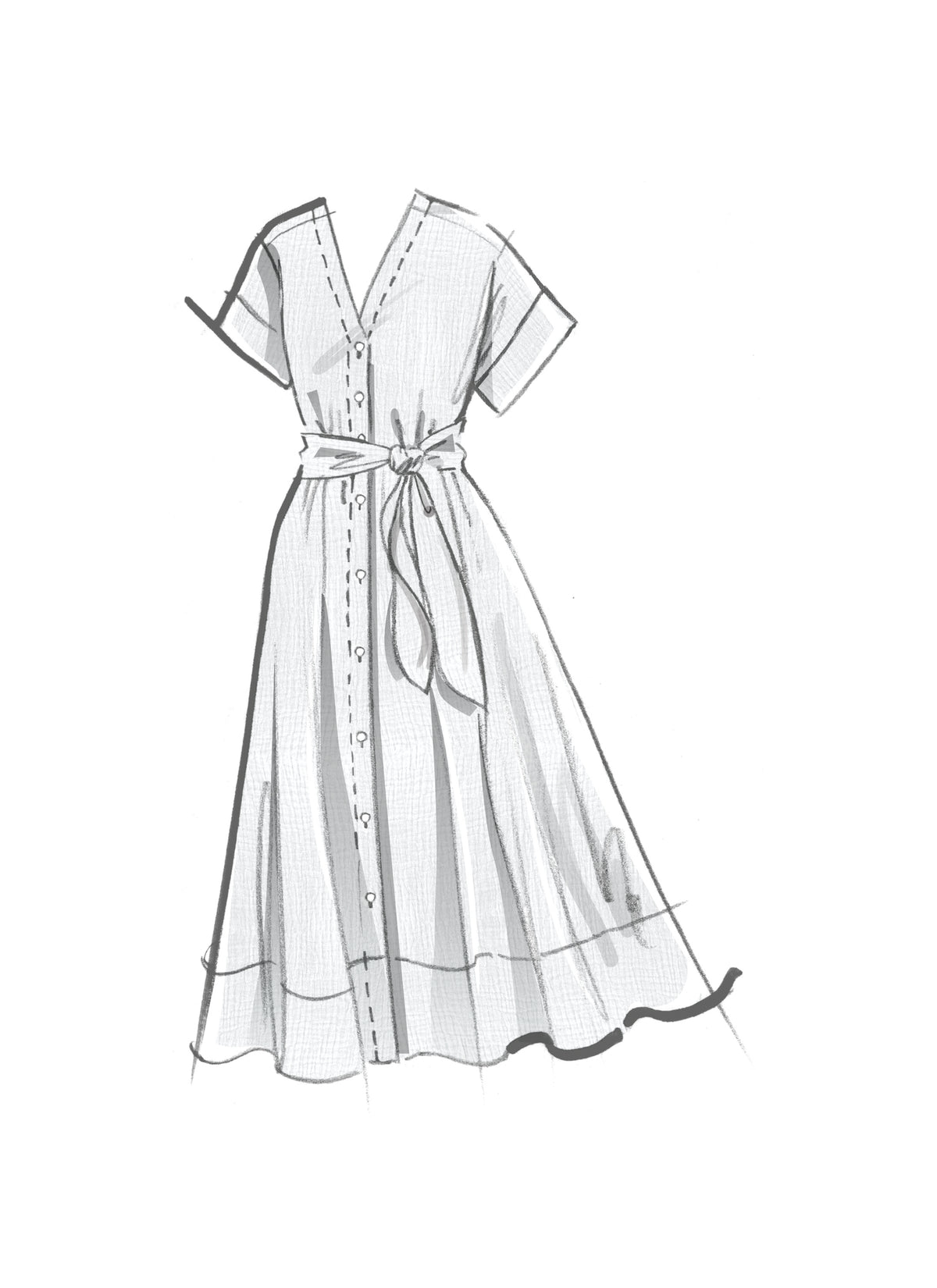 McCall's M8477 sewing pattern envelope showing misses' dropped shoulder shirtdress designs