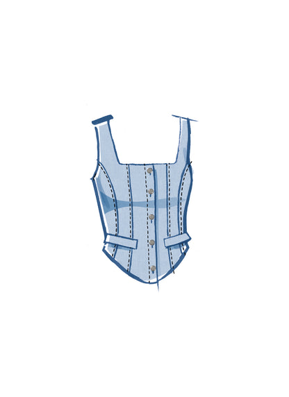 McCall's M8478 sewing pattern envelope showing misses' corset-style cropped top designs