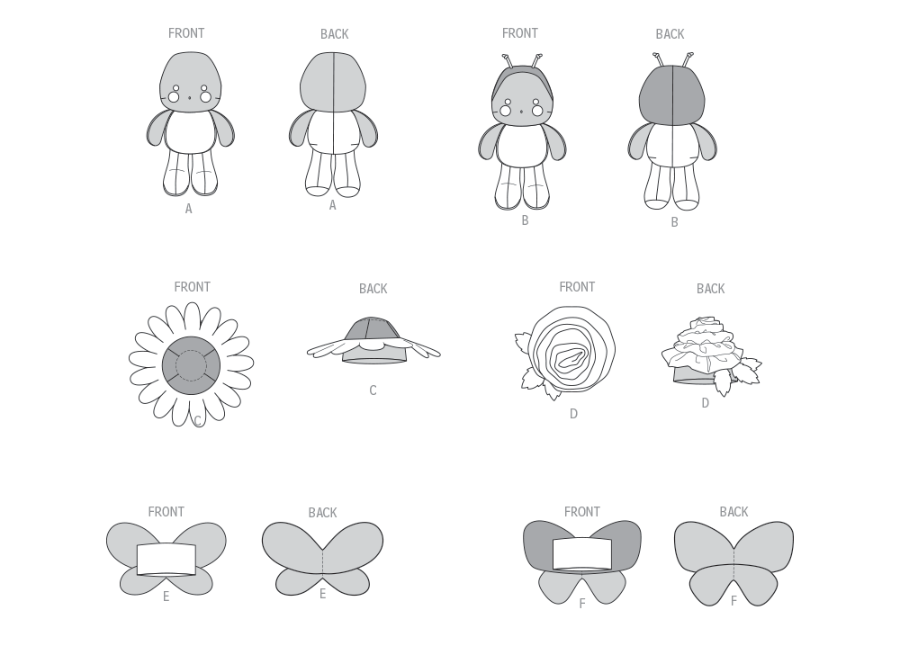 McCall's M8496 sewing pattern envelope showing sweet 9in dolls with sewn-in arms and legs