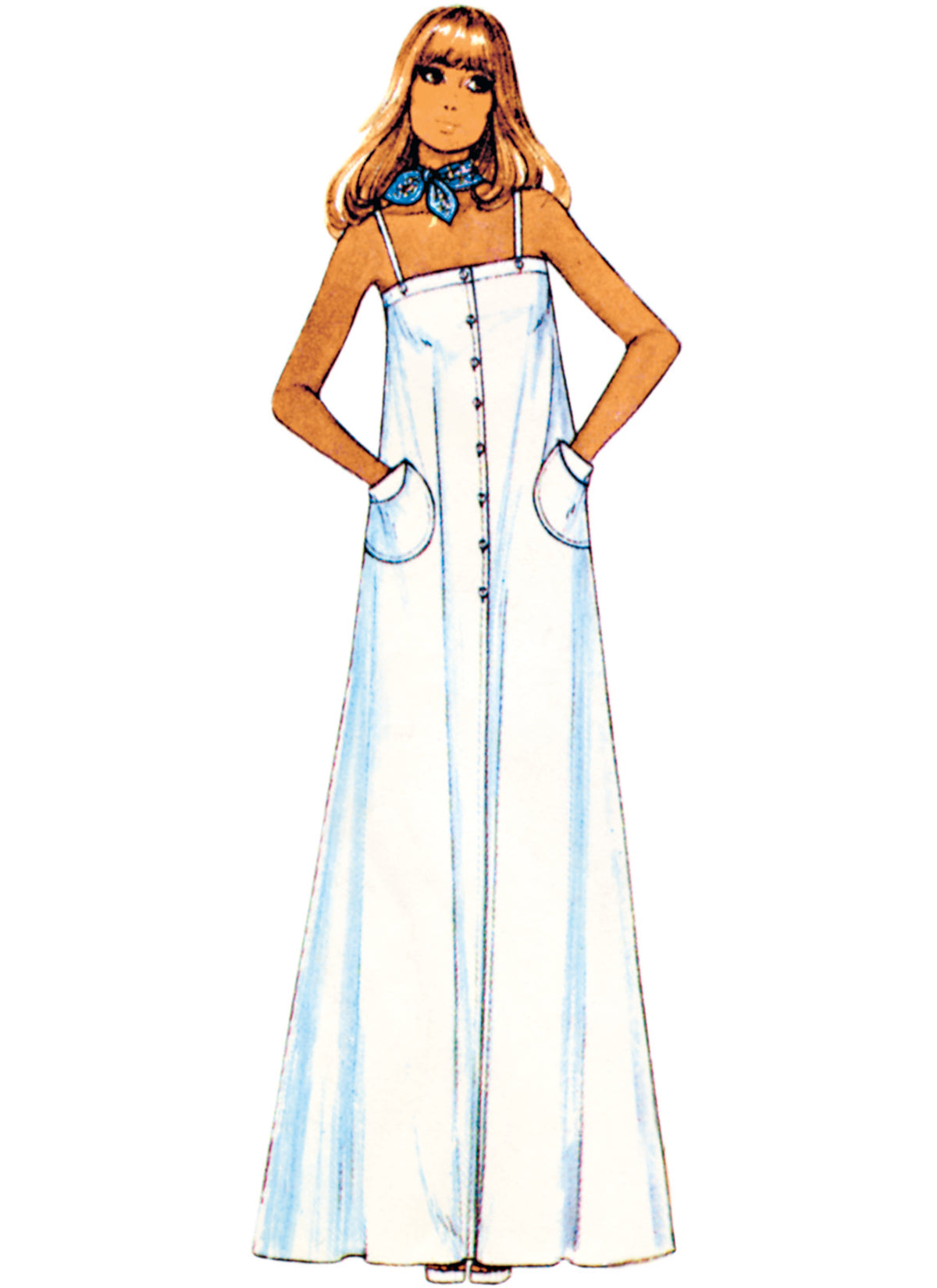 McCall's M8499 sewing pattern envelope showing a vintage 1970s Laura Ashley dress or top