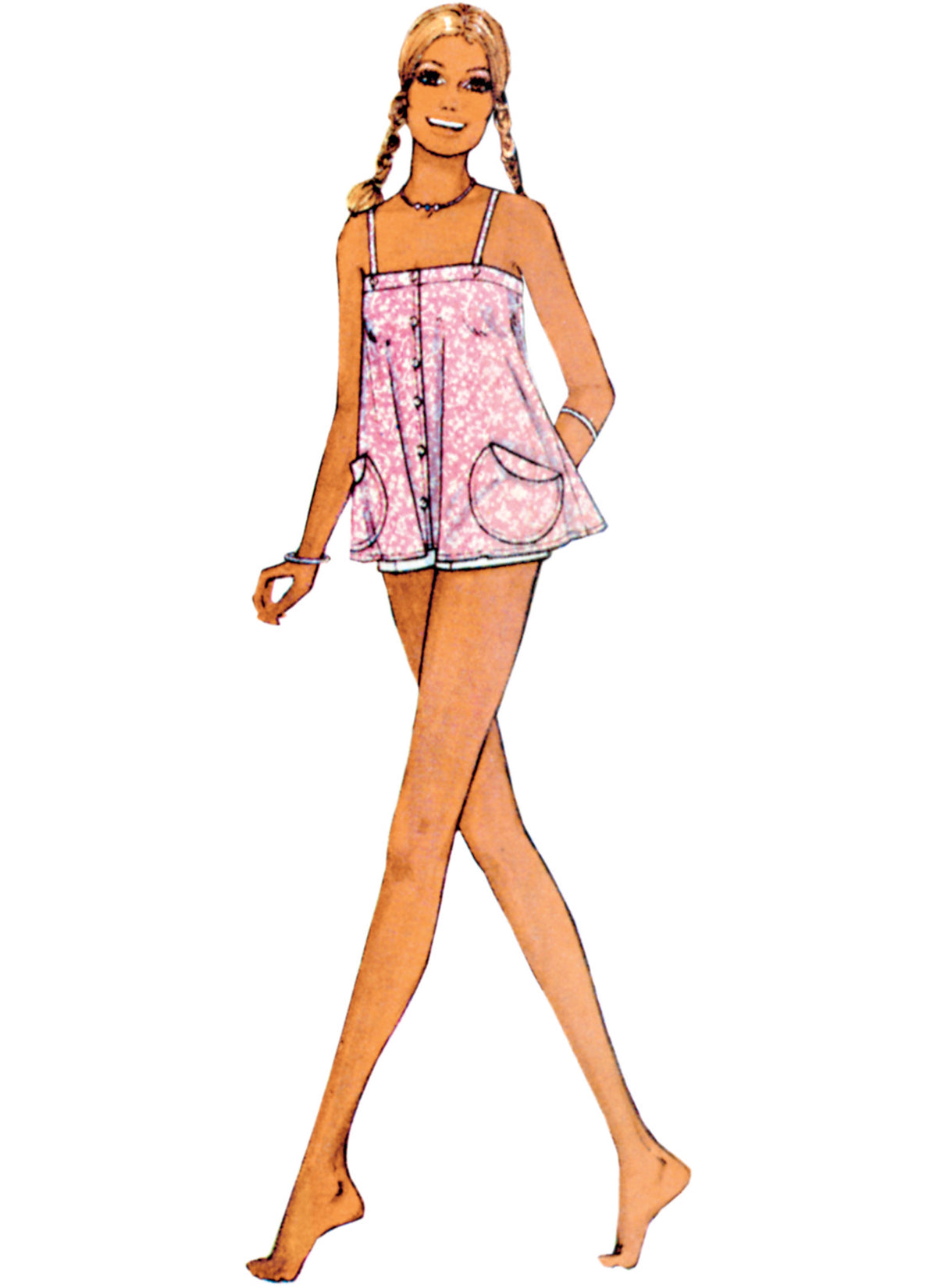 McCall's M8499 sewing pattern envelope showing a vintage 1970s Laura Ashley dress or top