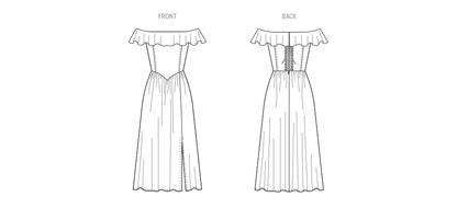 McCall's M8503 sewing pattern envelope showing an on or off shoulder dress with a boned bodice