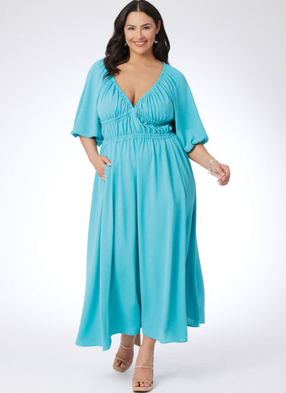McCall's M8507 sewing pattern envelope showing easy to sew dresses with a ruched bodice