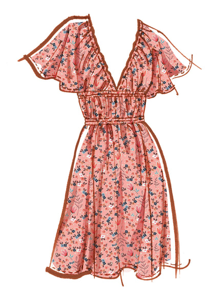 McCall's M8507 sewing pattern envelope showing easy to sew dresses with a ruched bodice