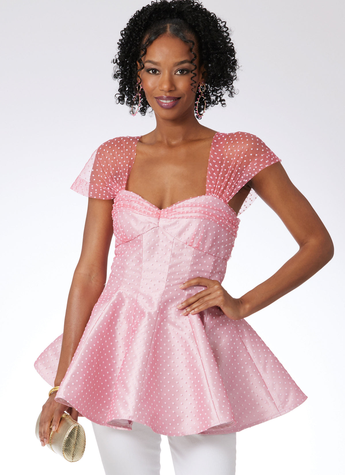 McCall's M8509 sewing pattern envelope showing flared peplum tops with lined bodices