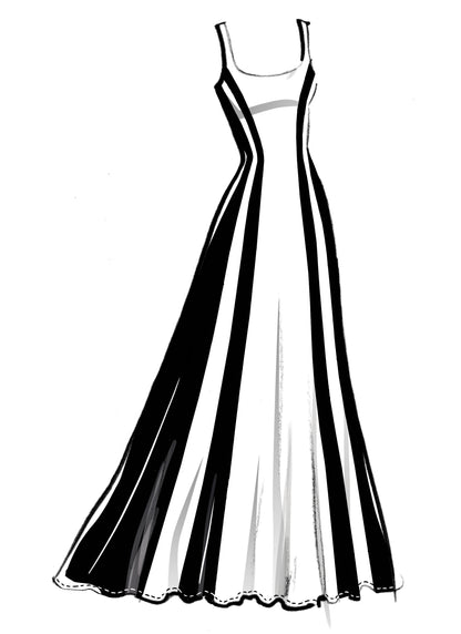McCall's M8512 sewing pattern envelope showing floor length jumpsuits and a dress