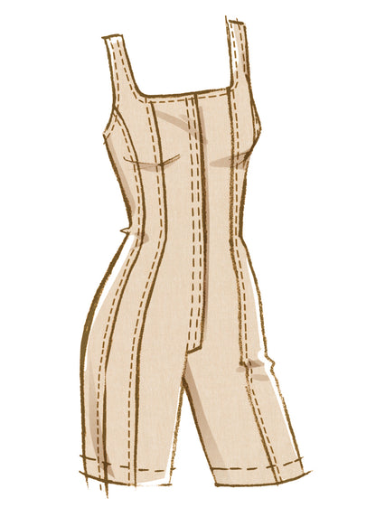 McCall's M8514 sewing pattern envelope showing a corset-style romper and jumpsuits