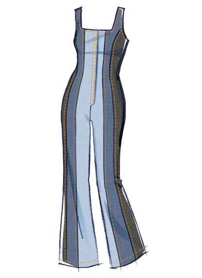 McCall's M8514 sewing pattern envelope showing a corset-style romper and jumpsuits