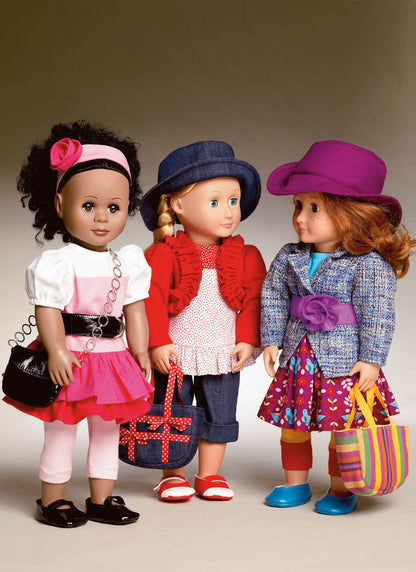McCall's M8524 sewing pattern envelope showing 18in doll outfits