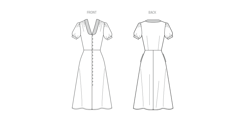 McCall's M8525 sewing pattern envelope showing mid-calf dress