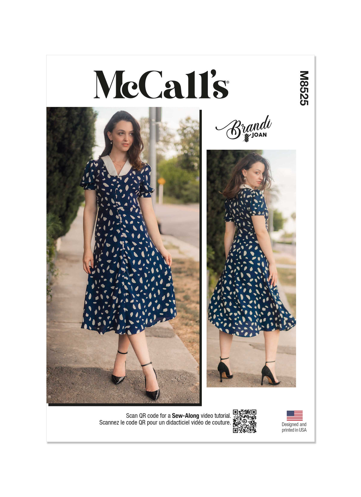 McCall's M8525 sewing pattern envelope showing mid-calf dress