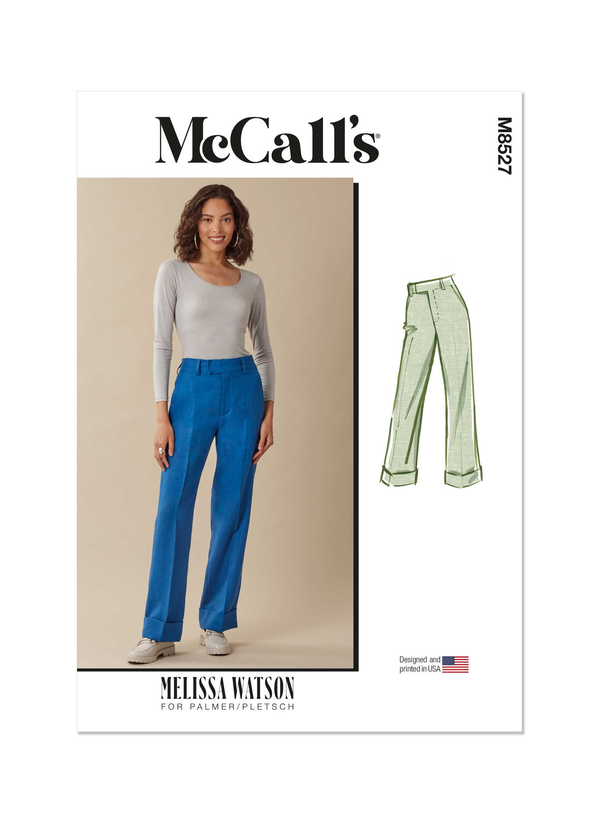 McCall's M8527 sewing pattern envelope showing women's trousers