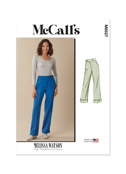 McCall's M8527 sewing pattern envelope showing women's trousers